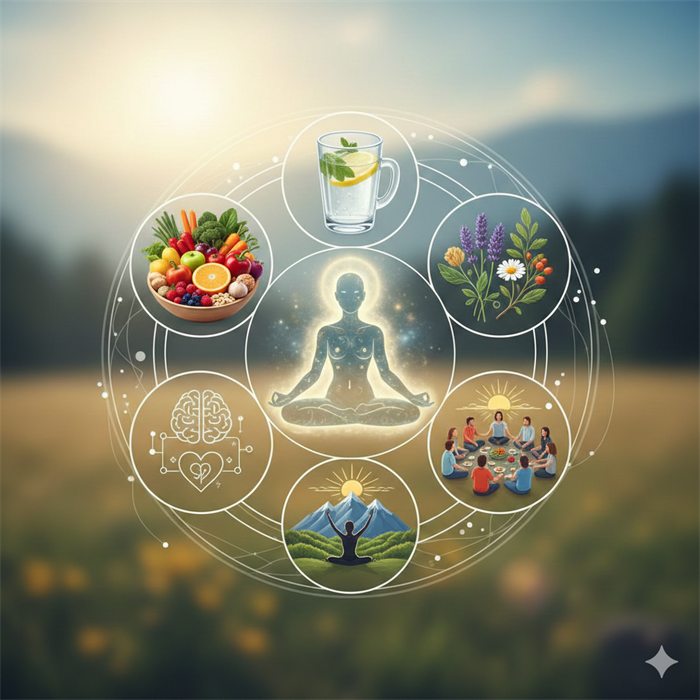 Ilustração sobre nutrição holística